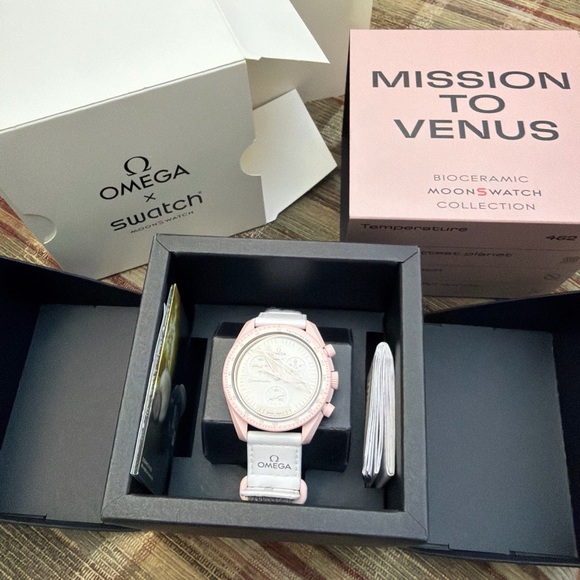 omega swatch Accessories - Pink and White Women's Watch